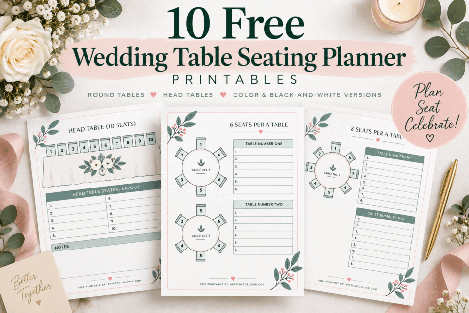 10 Free Wedding Table Seating Planner Printables