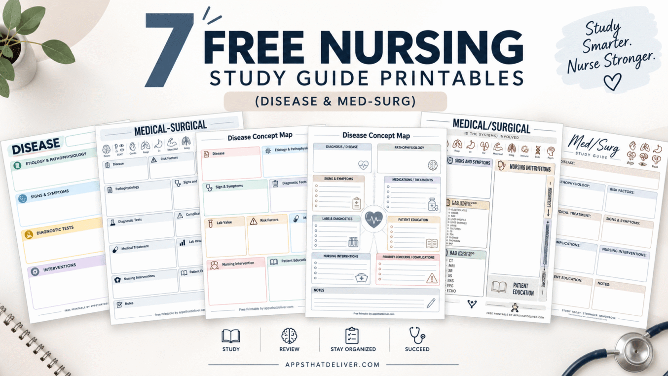 7 Free Nursing Study Guide Printables