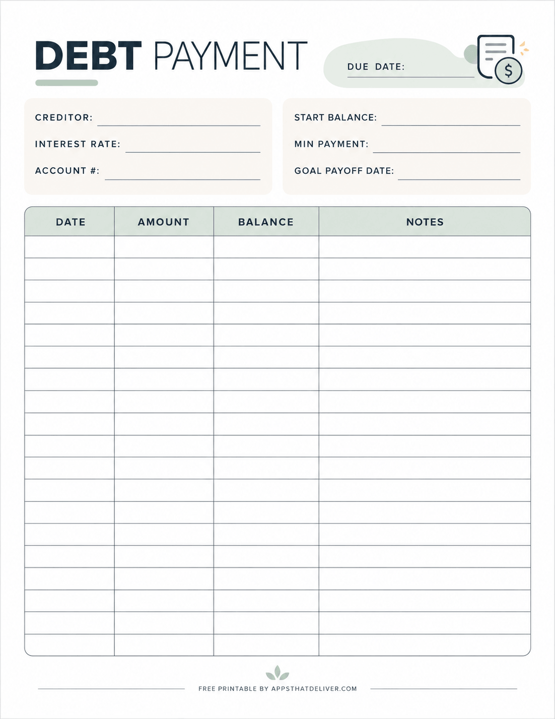11 Free Debt Payoff Printables-1