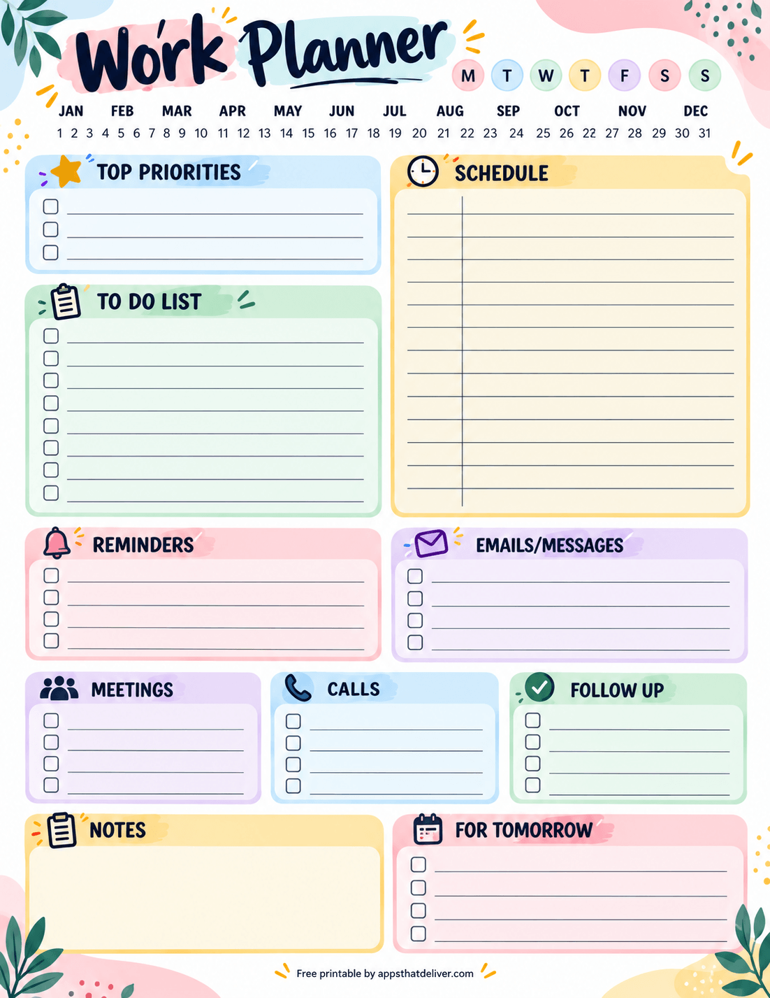 9 Free Daily & Work Day Planner Printables (PDF)