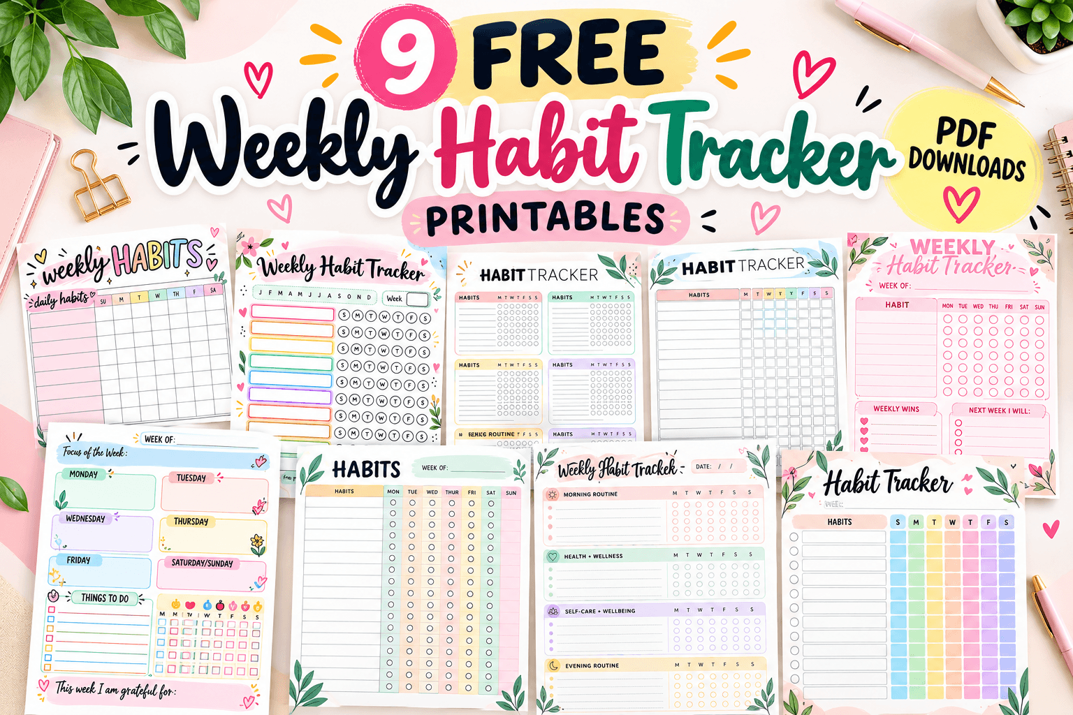 9 Free Weekly Habit Tracker Printables (PDF Downloads)