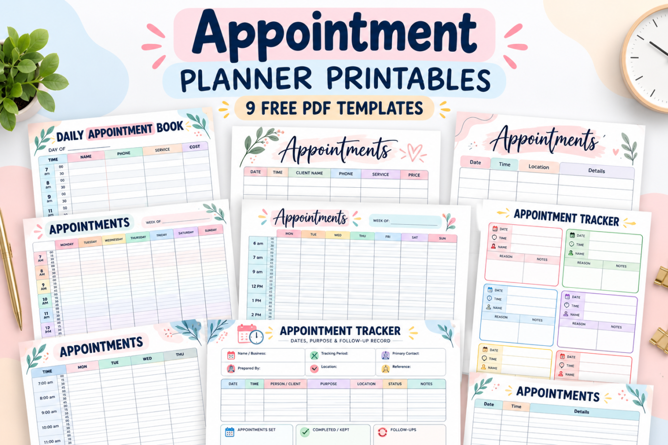 9 Free Appointment Planner Printables (PDF Templates)